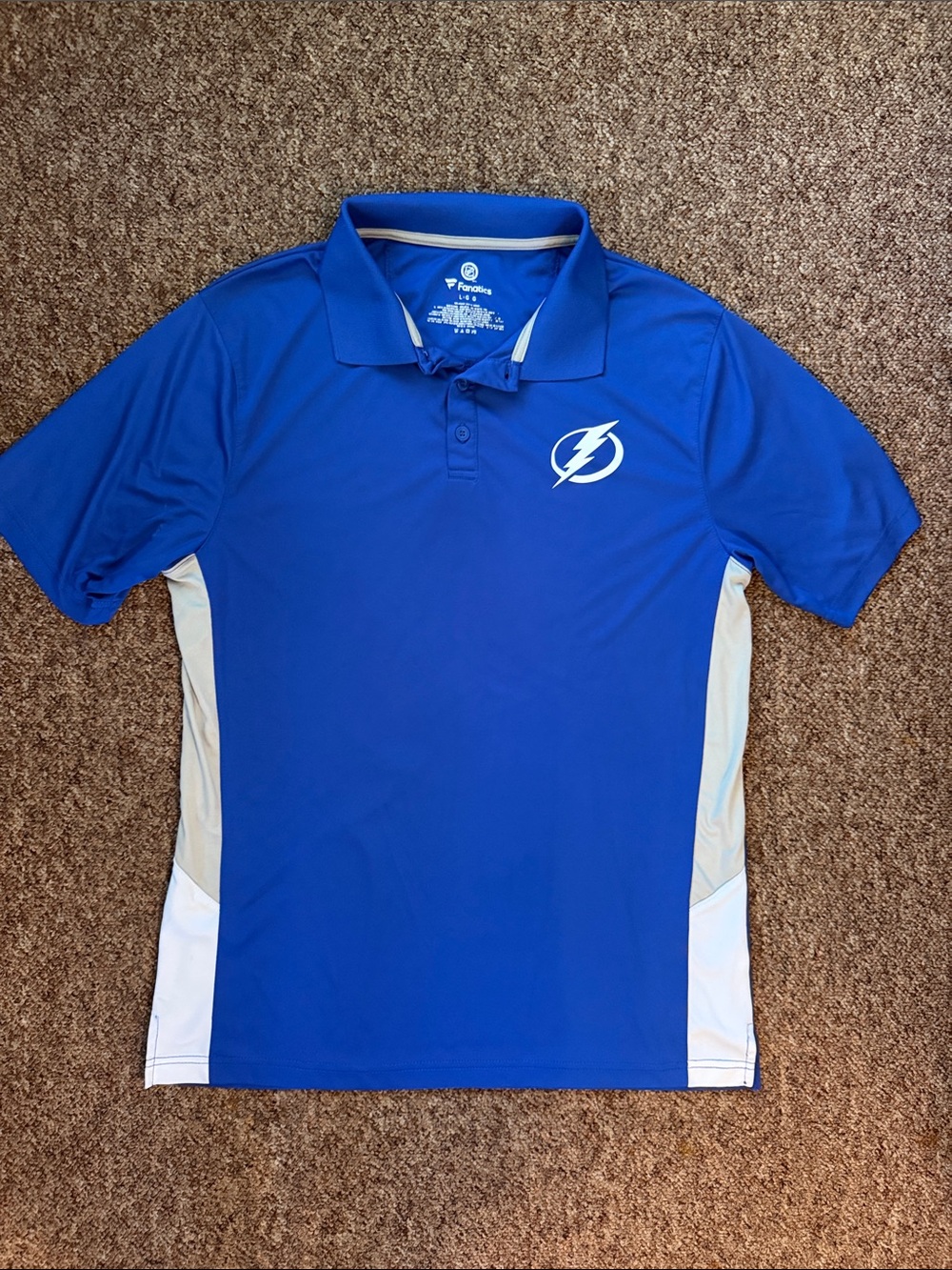 Fanatics Blue and White NHL Lightning Polo